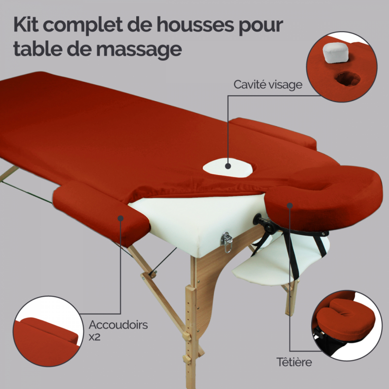 Kit complet de housses pour table de massage - Éponge - Terracotta