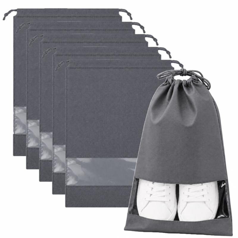 Lot de 5 sacs de rangement pour chaussures - 27 x 36 cm - Gris