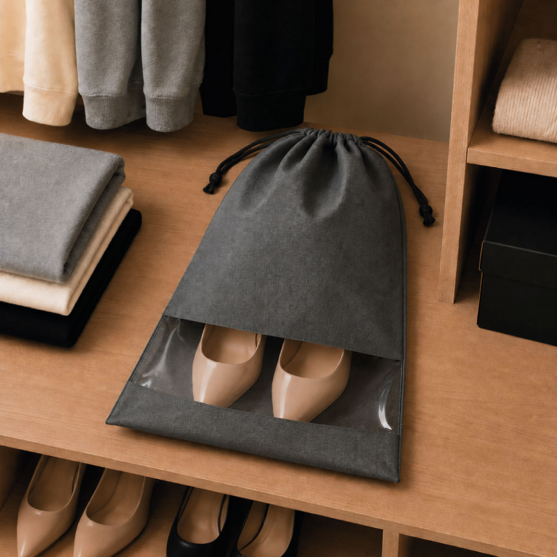Lot de 5 sacs de rangement pour chaussures - 27 x 36 cm - Gris