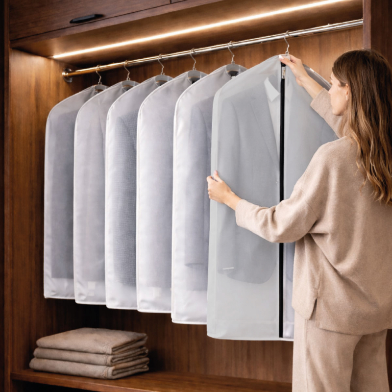 Lot de 2 housses pour vêtements - 60 x 140 cm - Transparent