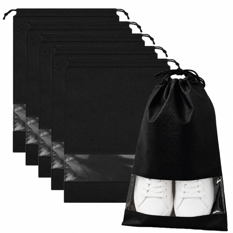 Lot de 5 sacs de rangement pour chaussures - 32 x 44 cm - Noir