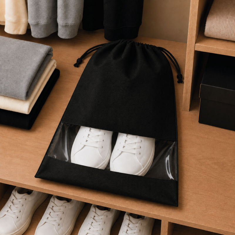Lot de 5 sacs de rangement pour chaussures - 32 x 44 cm - Noir