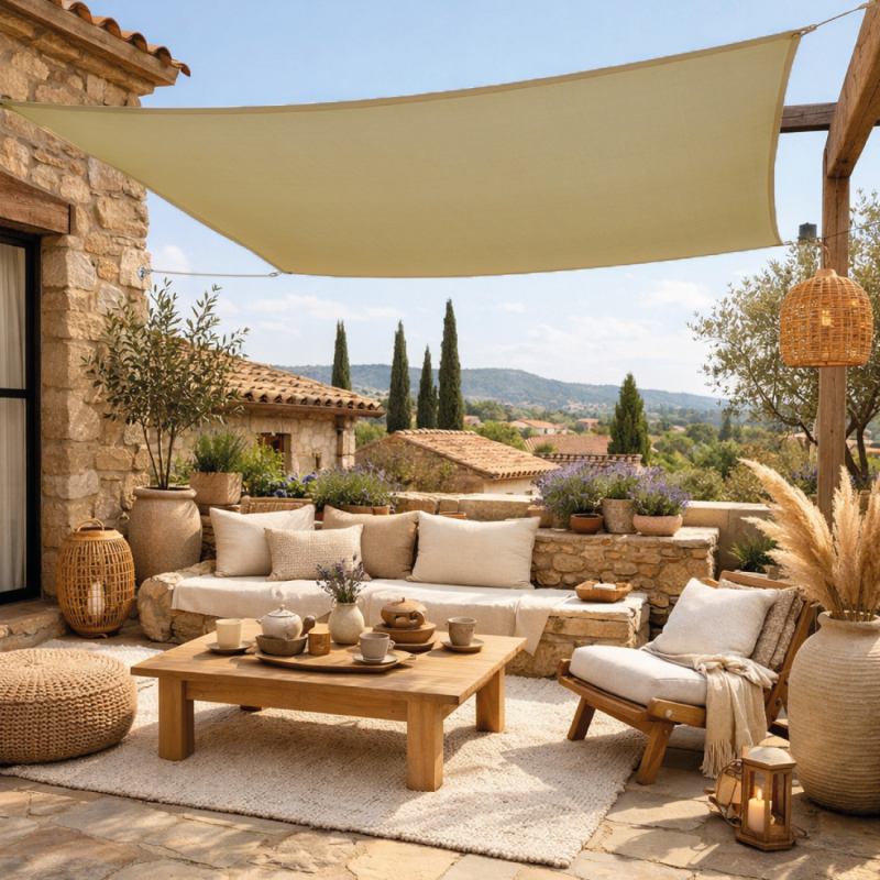 Voile d'ombrage carré - 3 x 3 m - Sable