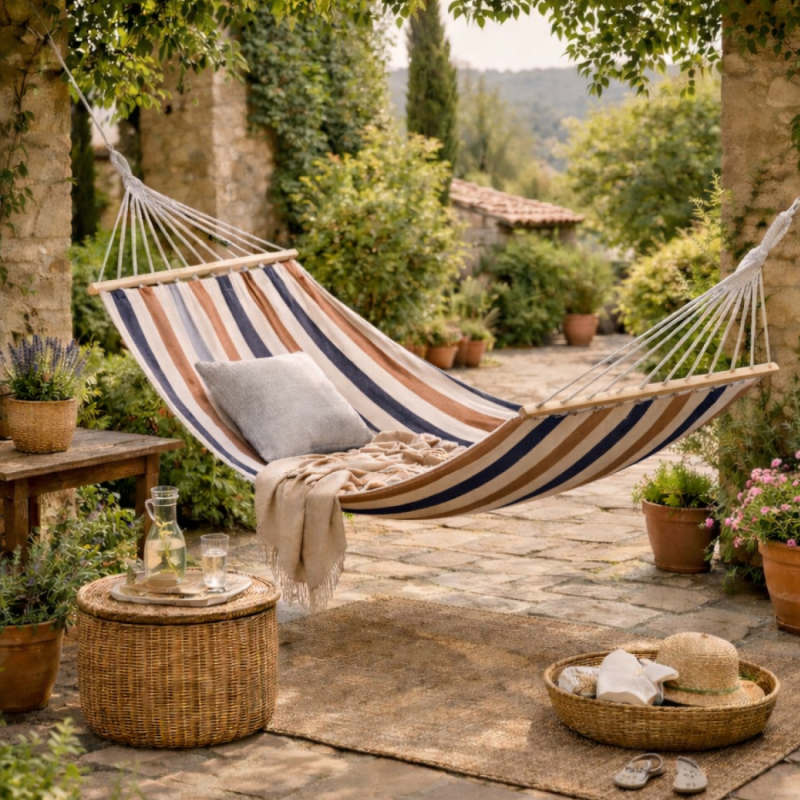 Toile de hamac - 150 x 270 cm - Marron, gris, noir