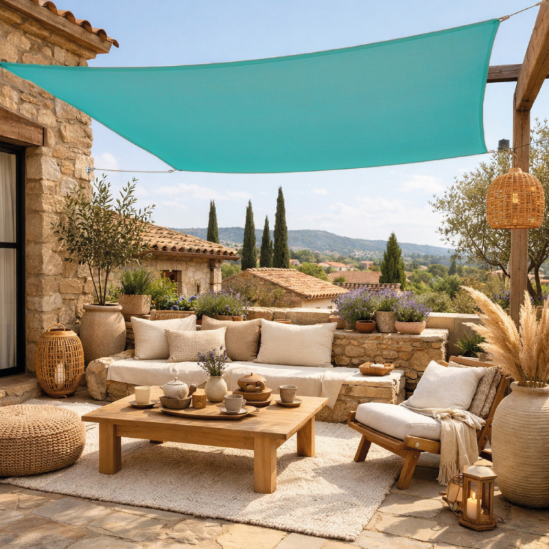 Voile d'ombrage carré - 2 x 2 m - Turquoise