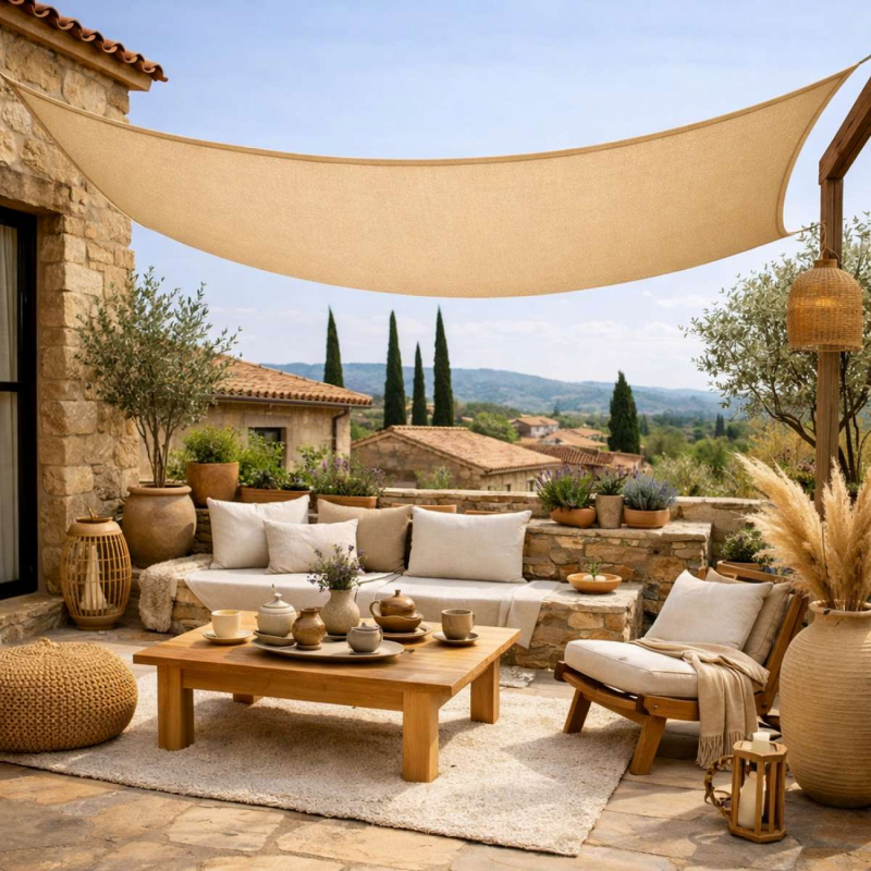 Voile d'ombrage rectangulaire - 3 x 4 m - Sable