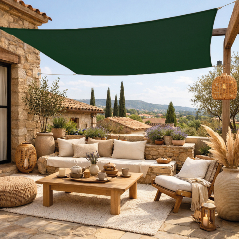 Voile d'ombrage carré - 2 x 2 m - Vert foncé