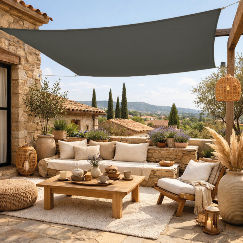 Voile d'ombrage carré - 2 x 2 m - Gris foncé