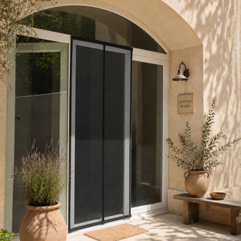 Moustiquaire aimantée pour porte - 110 x 210 cm - Noir