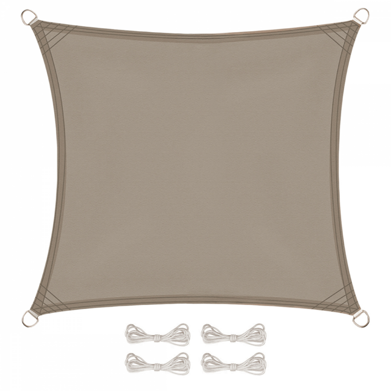 Voile d'ombrage carré - 3 x 3 m - Taupe