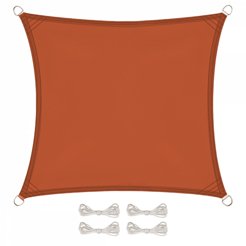 Voile d'ombrage carré - 4 x 4 m - Terracotta