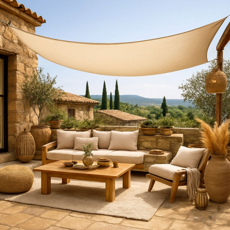 Voile d'ombrage rectangulaire - 4 x 5 m - Beige