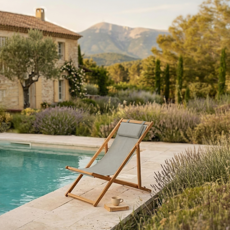 Chaise longue pliante - Gris clair