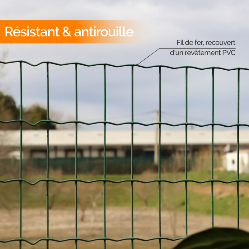 Grillage soudé plastifié - 20 m x 1,5 m - Vert