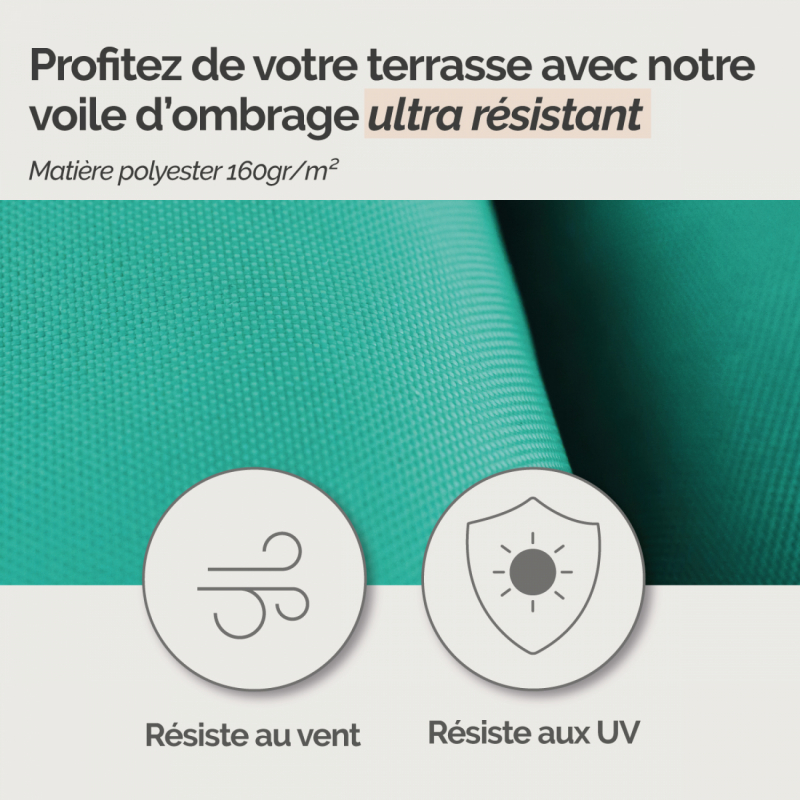 Voile d'ombrage rectangulaire - 3 x 4 m - Turquoise