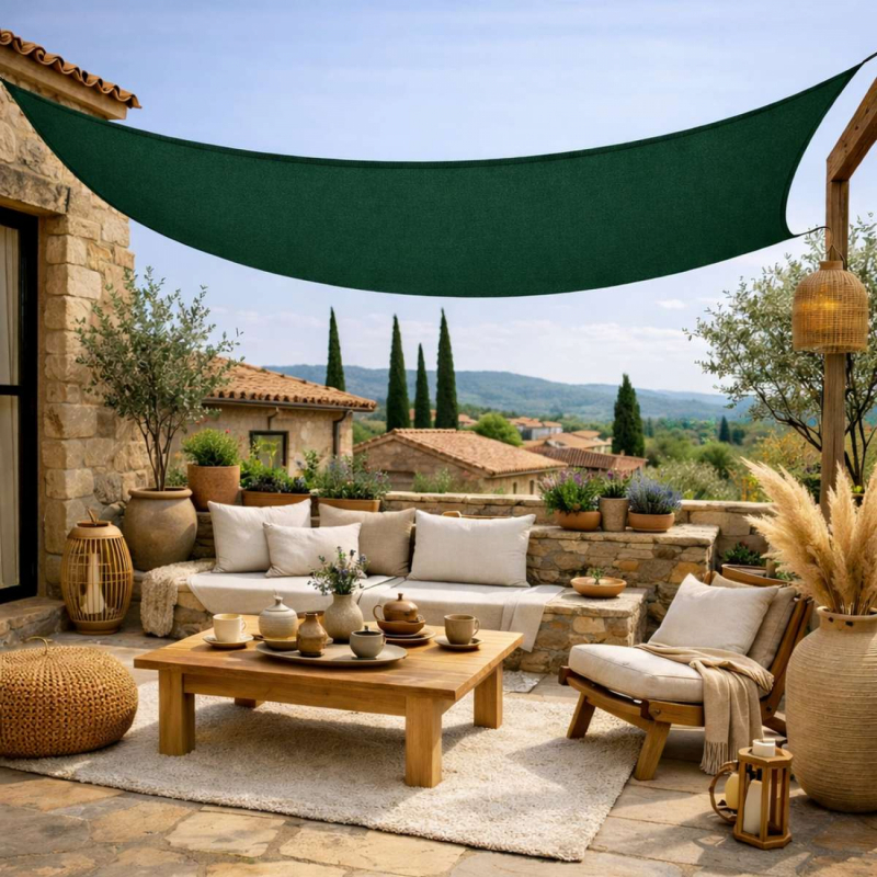 Voile d'ombrage rectangulaire - 3 x 4 m - Vert foncé