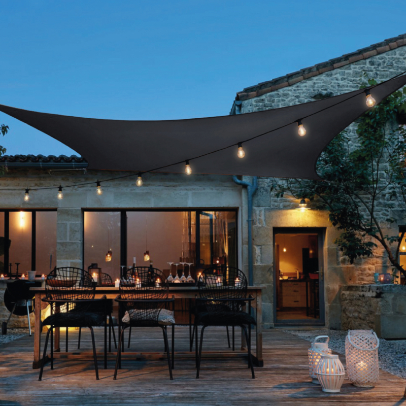 Voile d'ombrage rectangulaire - 3 x 5 m - Gris foncé