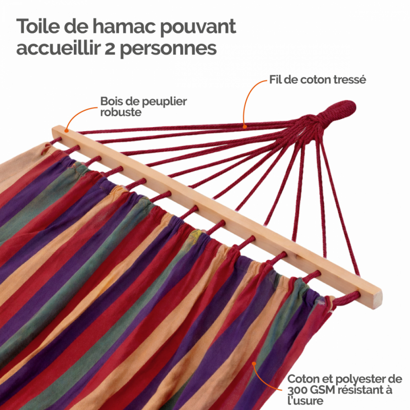 Toile de hamac - 150 x 270 cm - Multicolore