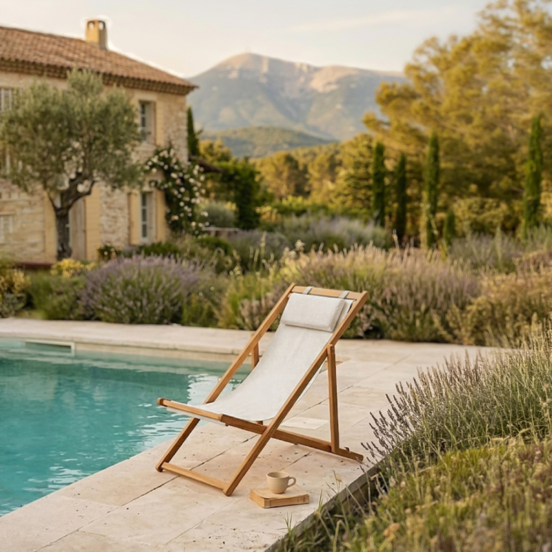 Chaise longue pliante - Blanc cassé