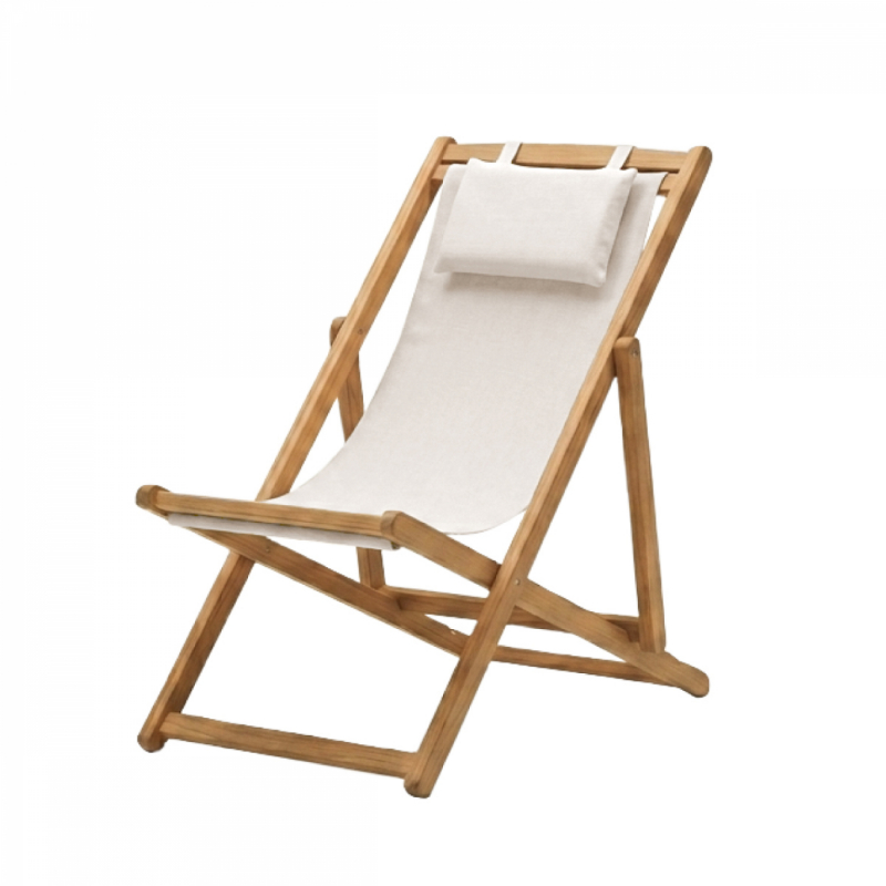 Chaise longue pliante - Blanc cassé