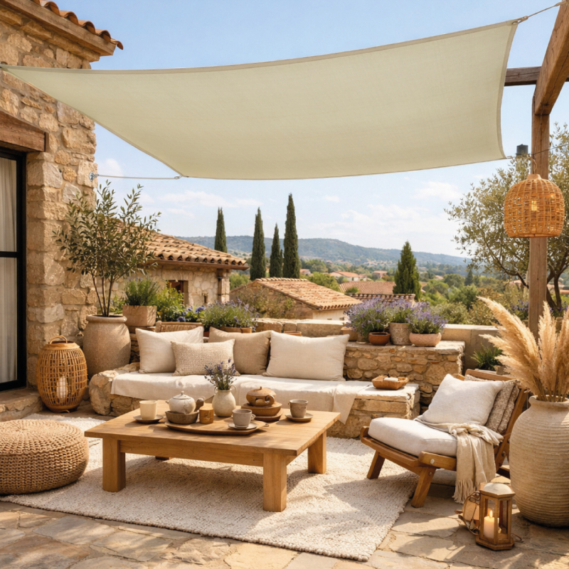 Voile d'ombrage carré - 2 x 2 m - Beige
