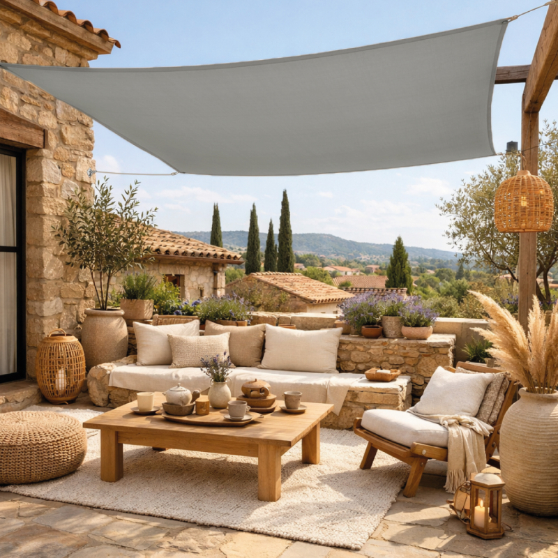 Voile d'ombrage carré - 3 x 3 m - Gris