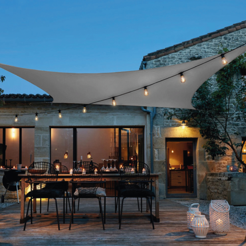 Voile d'ombrage carré - 4 x 4 m - Gris