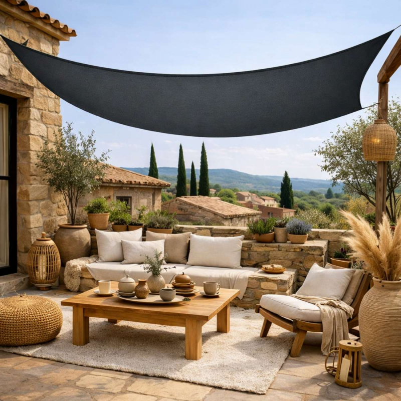 Voile d'ombrage rectangulaire - 4 x 5 m - Gris foncé