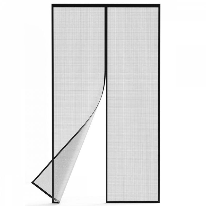 Moustiquaire aimantée pour porte - 120 x 210 cm - Noir -