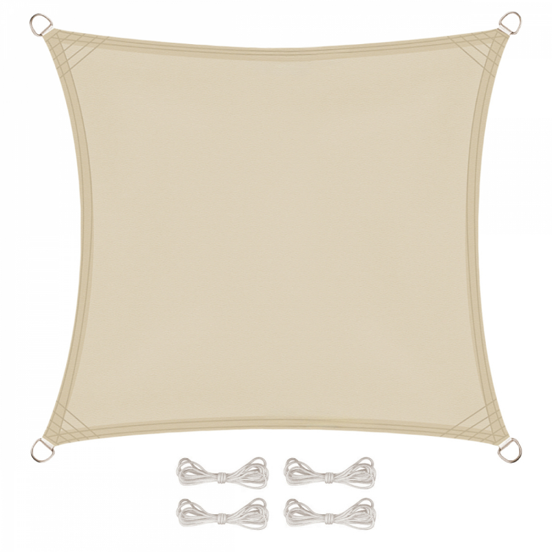 Voile d'ombrage carré - 4 x 4 m - Beige