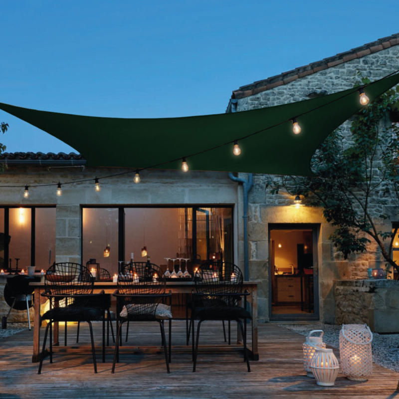 Voile d'ombrage carré - 4 x 4 m - Vert foncé