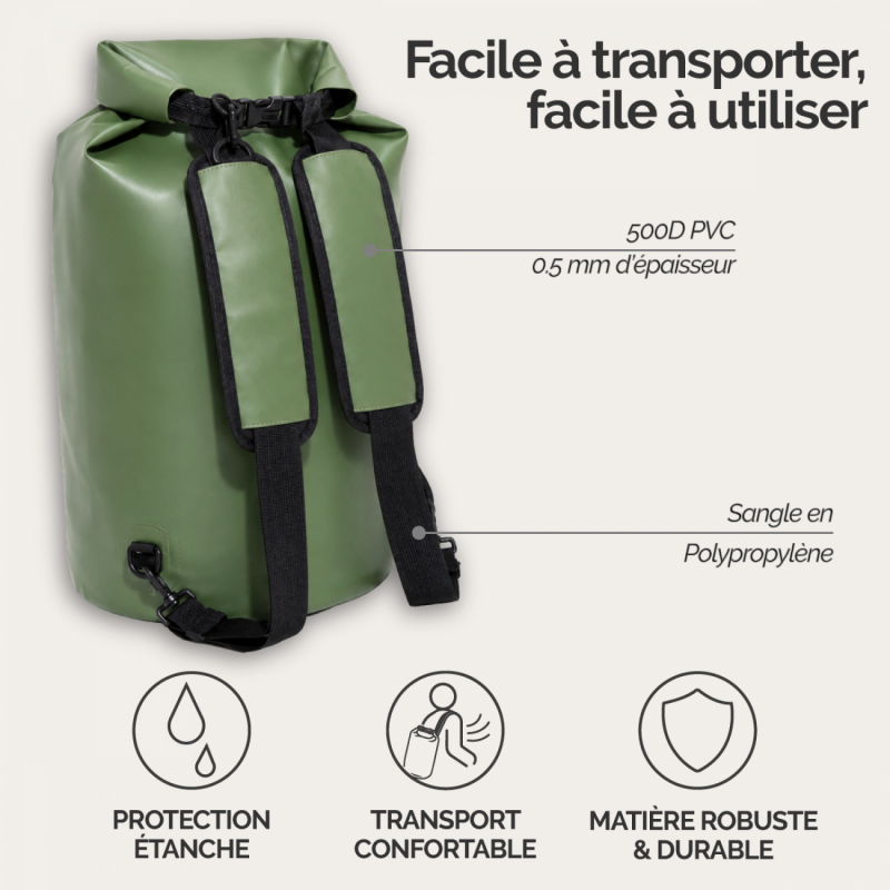 Sac étanche - 30 Litres - Kaki