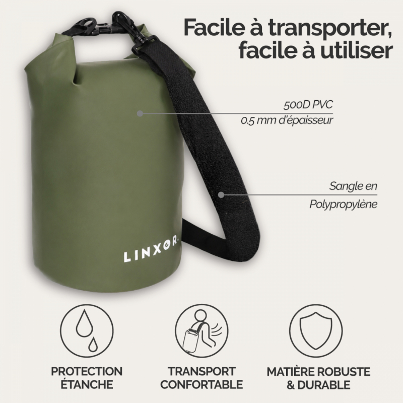 Sac étanche - 5 Litres - Kaki
