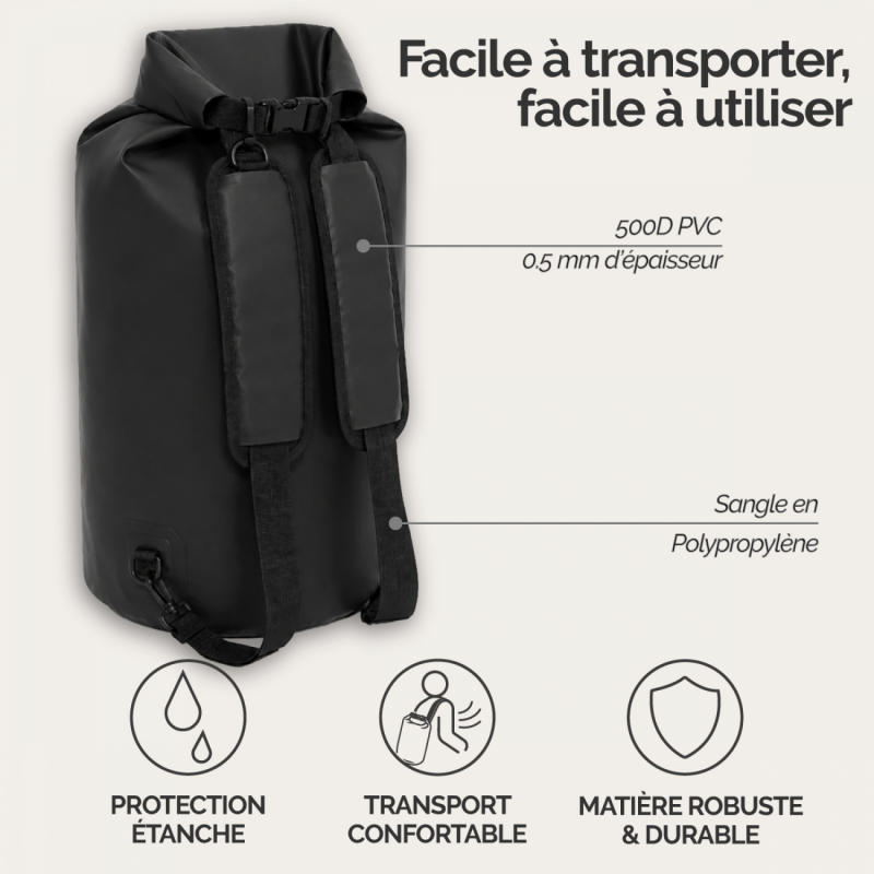Sac étanche - 30 Litres - Noir