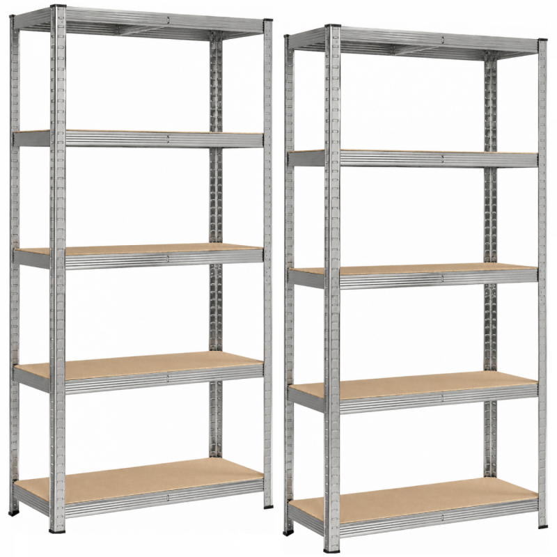 Lot de 2 étagères de stockage métallique - 90 x 40 x 180 cm - Gris