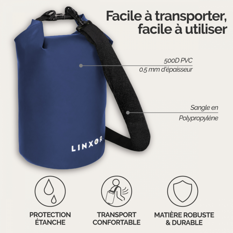 Sac étanche - 20 Litres - Bleu marine