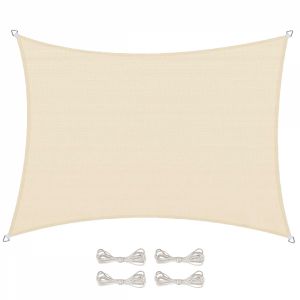 Voile d'ombrage en chanvre rectangulaire - 3 x 5 m - Beige