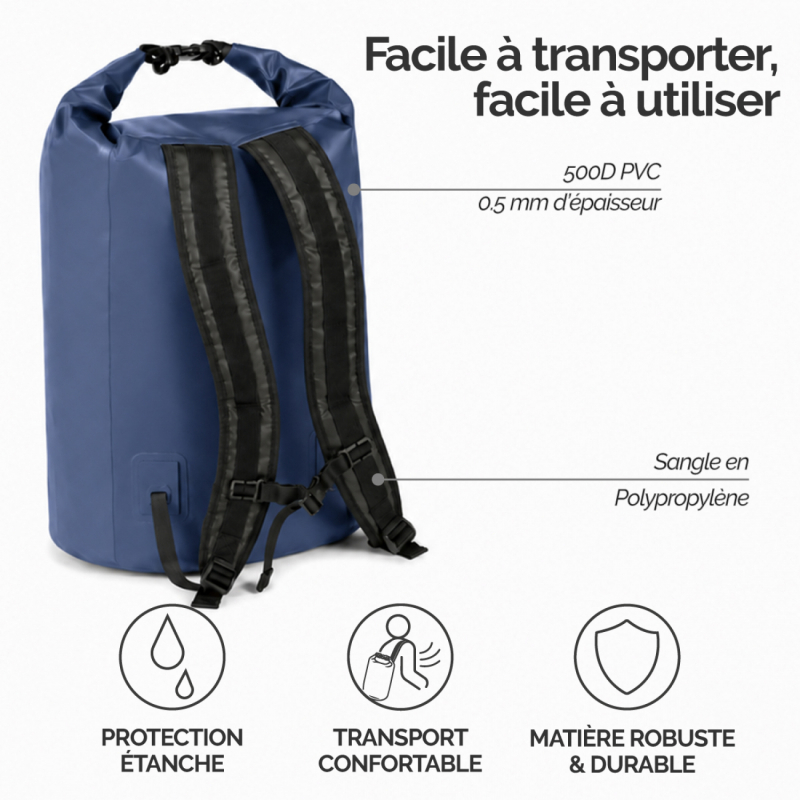 Sac étanche - 55 Litres - Bleu marine