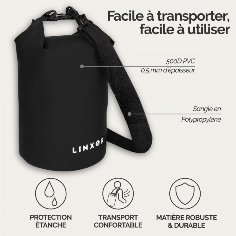Sac étanche - 5 Litres - Noir