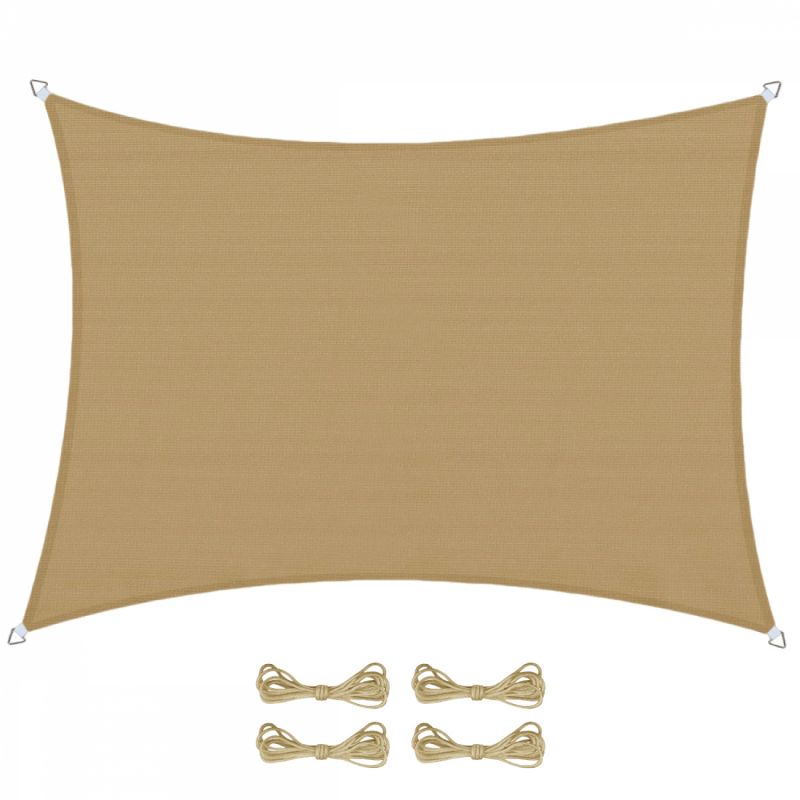 Voile d'ombrage en chanvre rectangulaire - 2 x 3 m - Marron