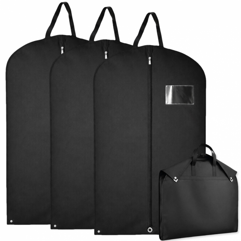 Lot de 3 housses pour vêtements premium - 60 x 160 cm - Noir