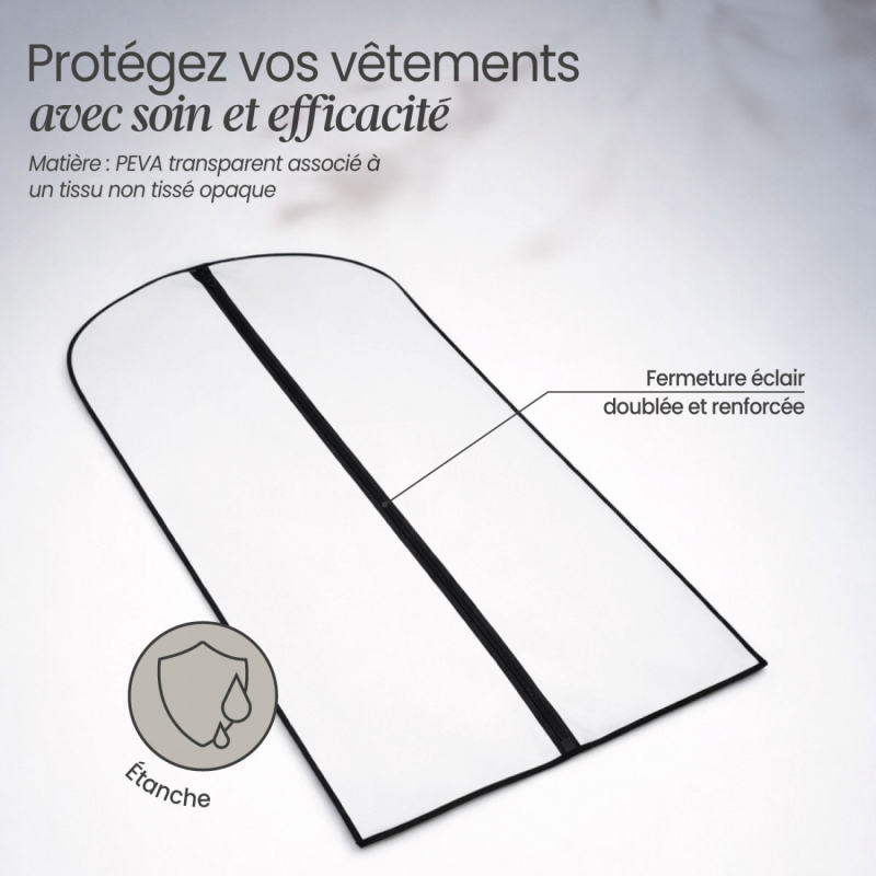 Lot de 8 housses pour vêtements - 60 x 80 cm - Transparent