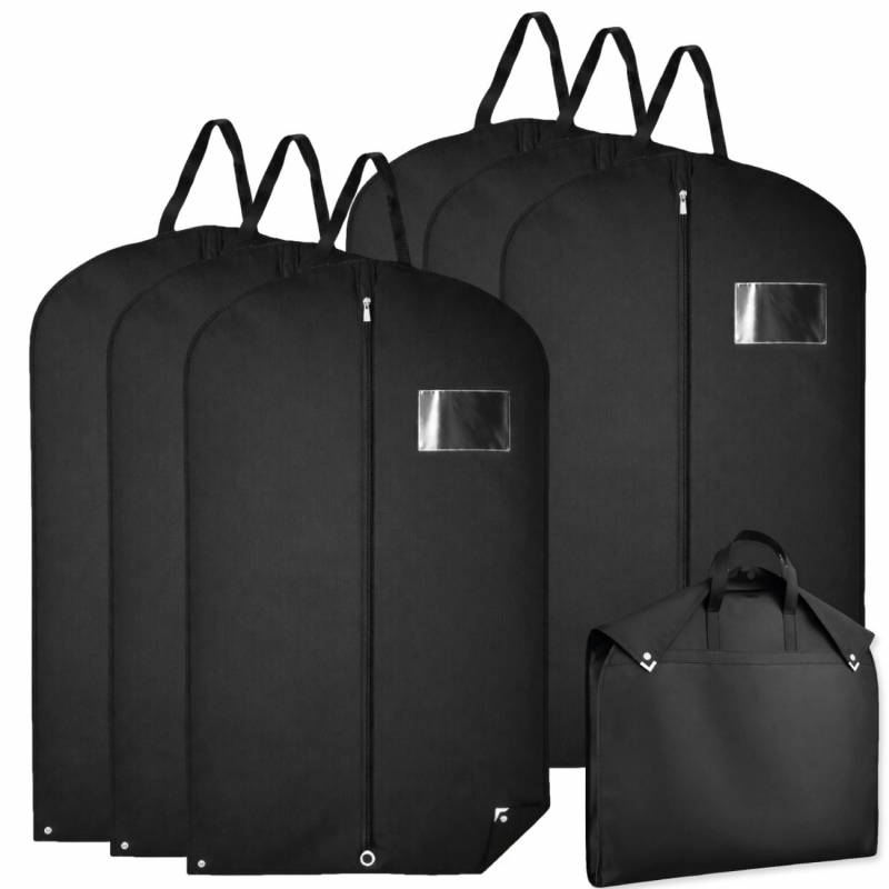 Lot de 6 housses pour vêtements premium - 60 x 100 cm - Noir