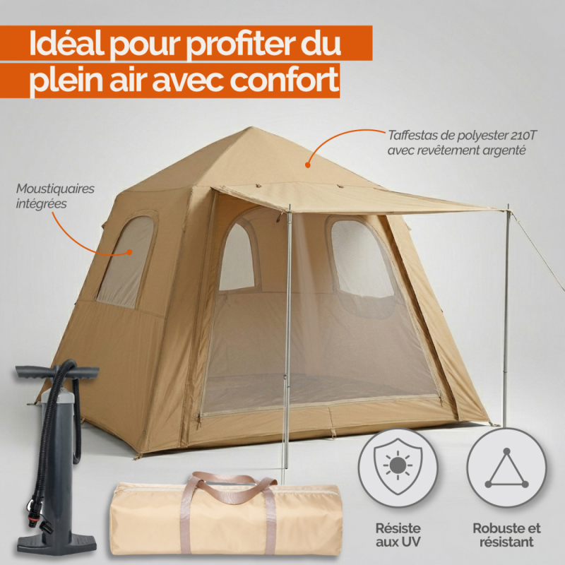 Tente gonflable - 2 personnes - Beige