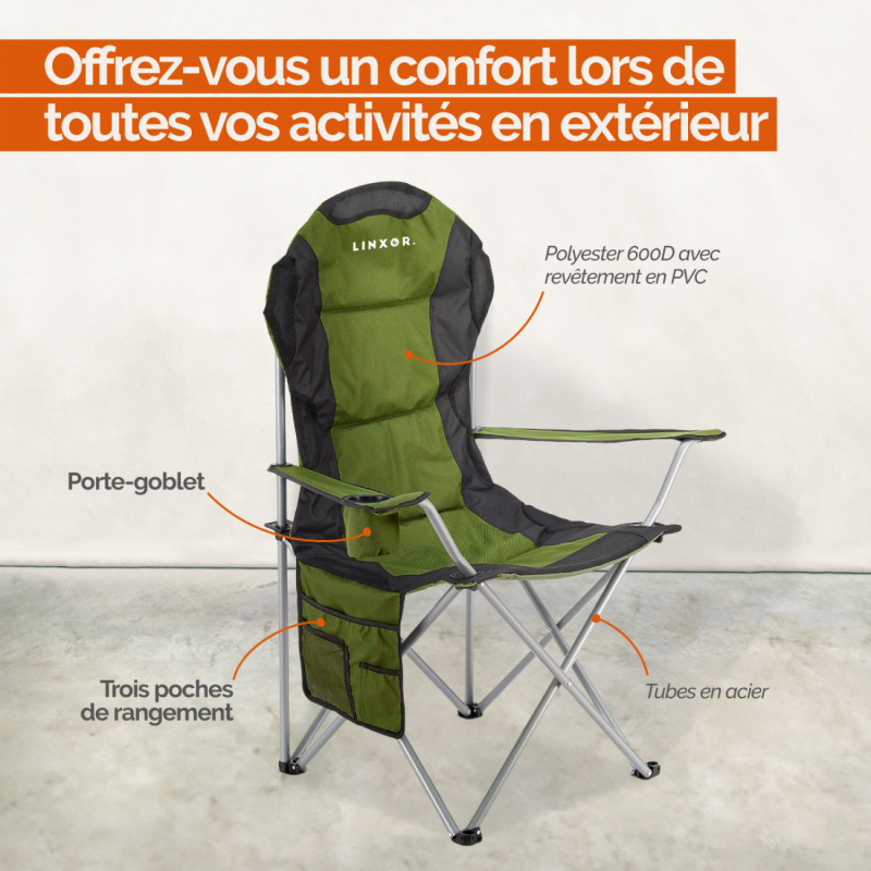 Chaise de camping pliable - Vert