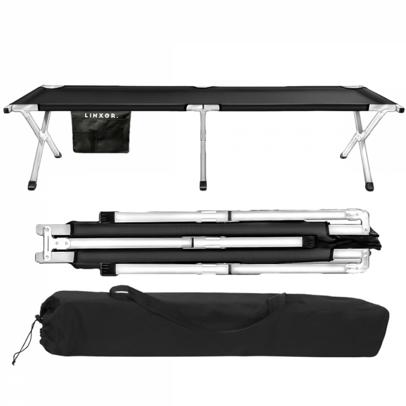 Lit de camp pliable - Noir