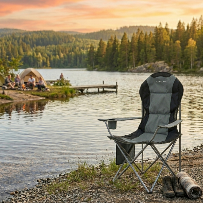 Chaise de camping pliable - Gris