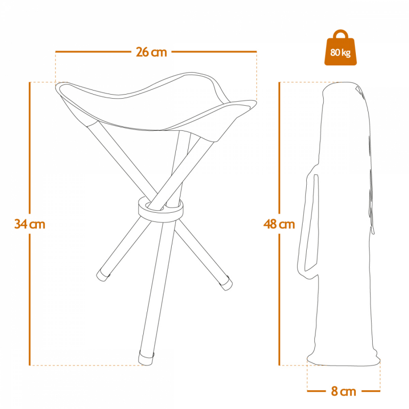 Tabouret de pêche pliable - Noir