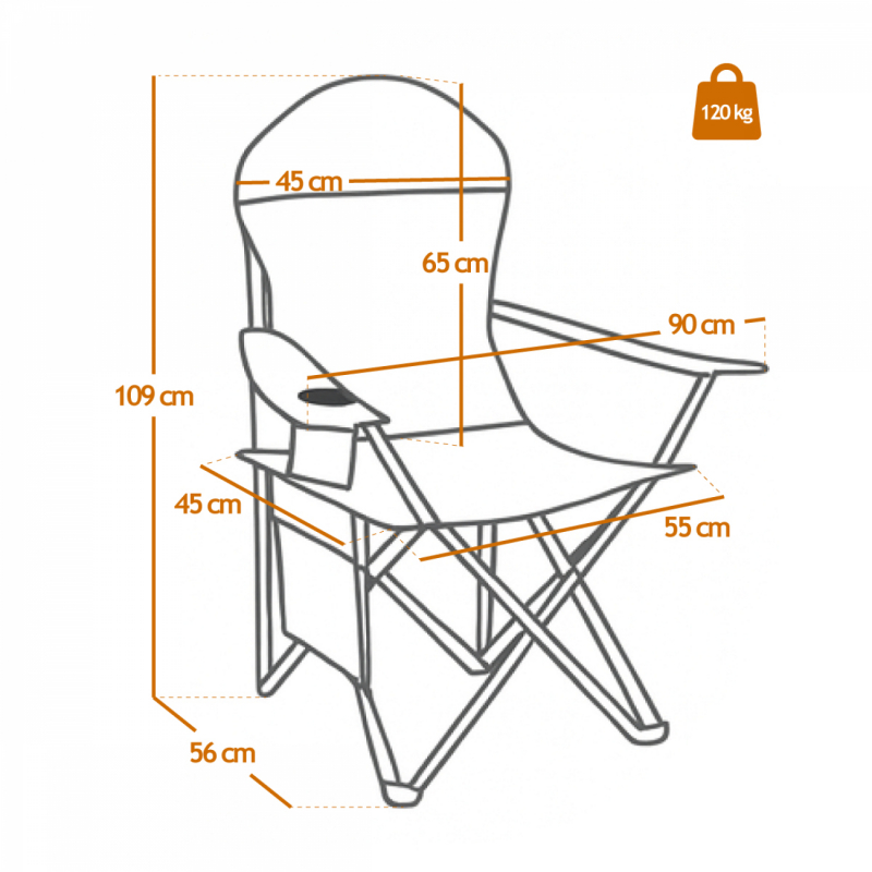 Chaise de camping pliable - Noir