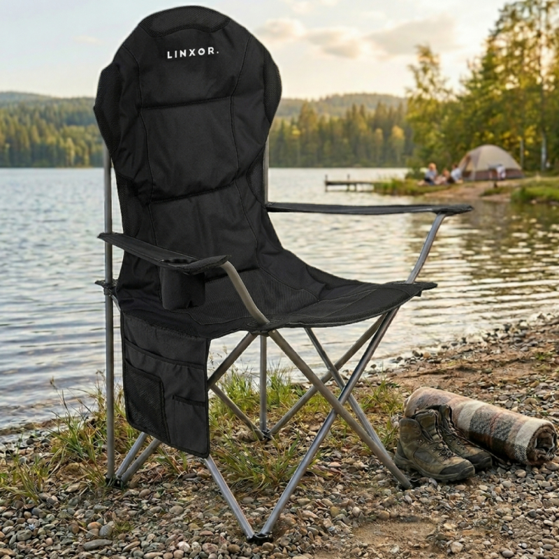 Chaise de camping pliable - Noir